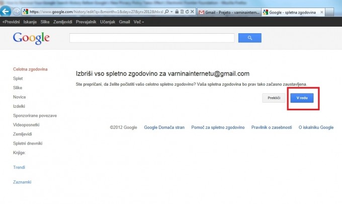 Potrdite svojo izbiro