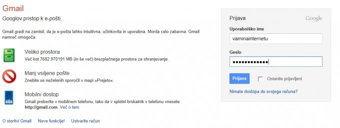 Prijavi se v svoj Gmail račun.
