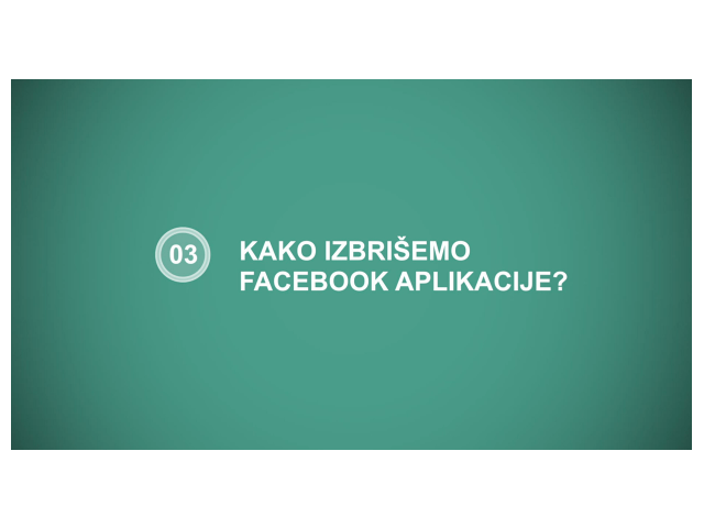 Napis "Kako izbrišemo Facebook aplikacije" z belo na zelenem ozadju