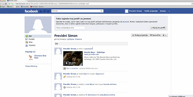 Posnetek Facebook profila