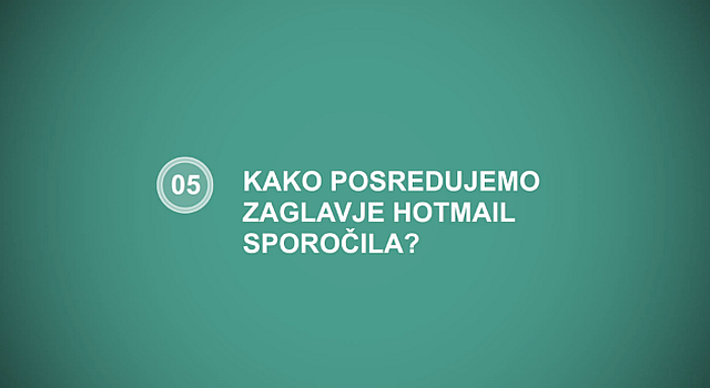 Napis "Kako posredujemo zaglavje Hotmail sporočila" na zelenem ozadju