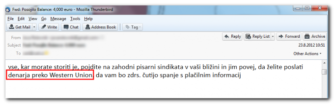 Plačilo prek Western Union