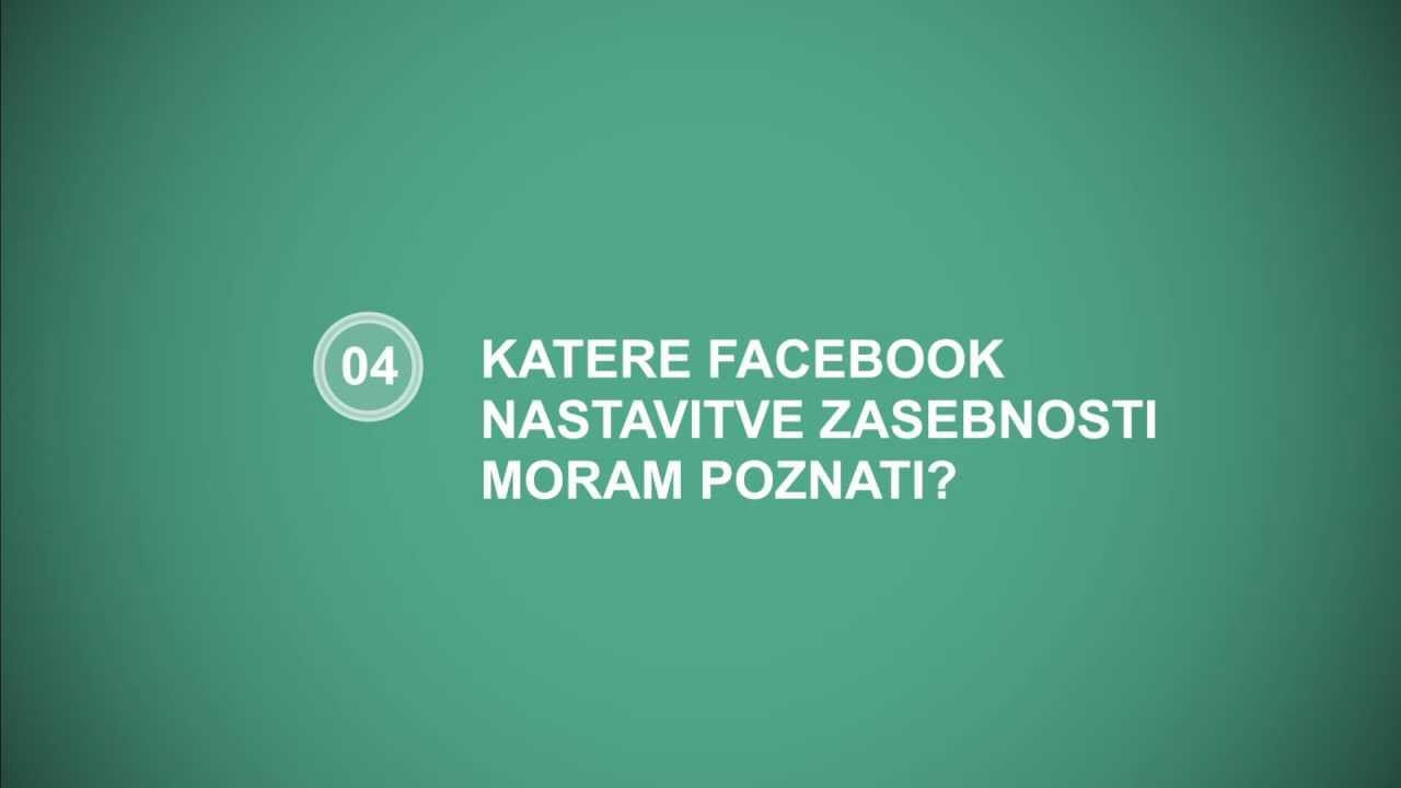 Napis Katere Facebook nastavitve zasebnosti moram poznati" na zelenem ozadju