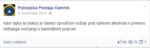 Neprimerni komentarji na lažni Facebook strani Policijske postaje Kamnik