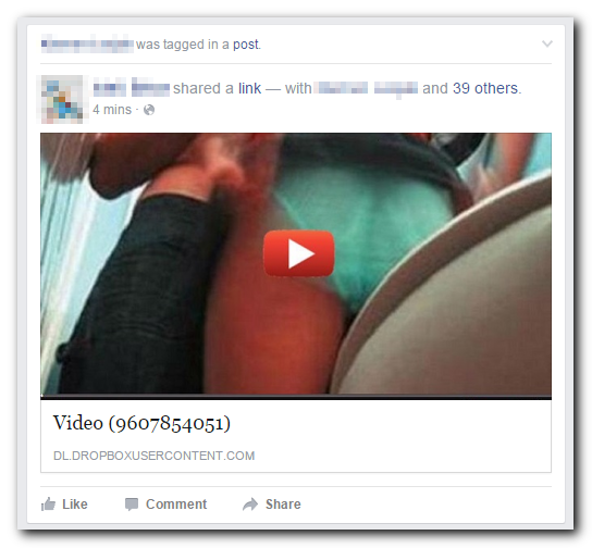 Primer sporne objave na kateri je zamegljena slika videa