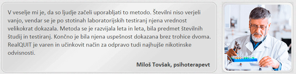 Lažni banner, v katerem naj bi Miloš Tovšak, psihoterapevt, jamčil za RealQuit