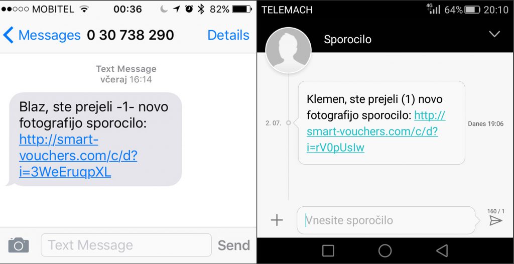 Sumljivo SMS sporočilo