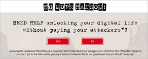 Prva stran portala NoMoreRansom.org