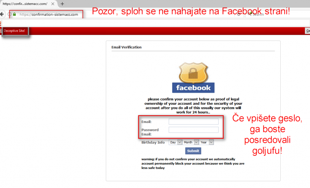 Stran, namenjena kraji Facebook gesel