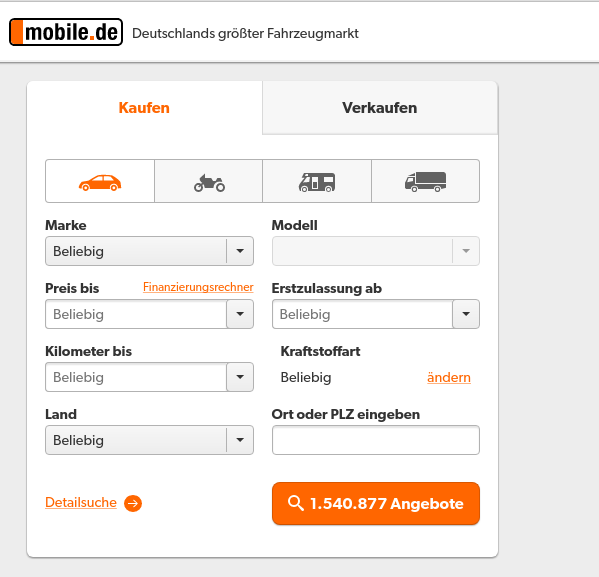 Spletni portal za prodajo avtomobilov mobile.de