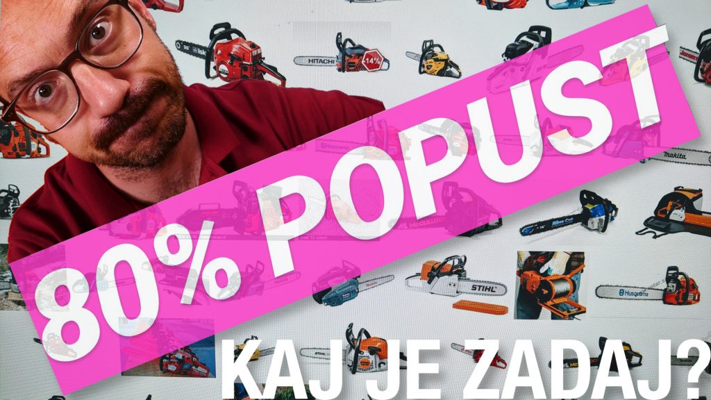 Naslovna slika videa, na kateri je posnetek spletne trgovine, Jože Robežnik in napis "80% popust, kaj je zadaj?"