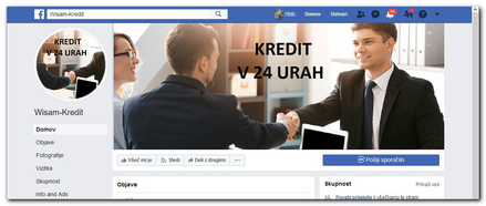 Primer Facebook strani, ki obljublja kredite.