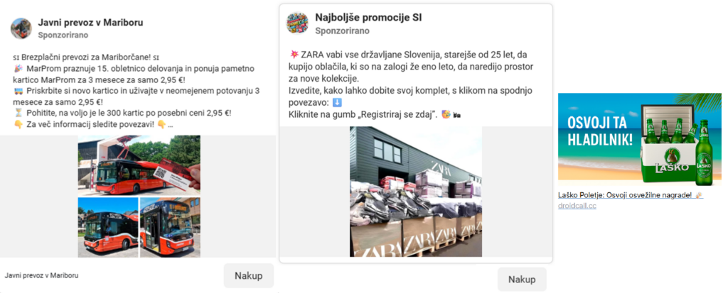 Oglasi, ki vodijo v prevaro s skrito naročnino.