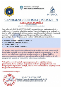 Lažno sporočilo v imenu policije z namenom izsiljevanja.