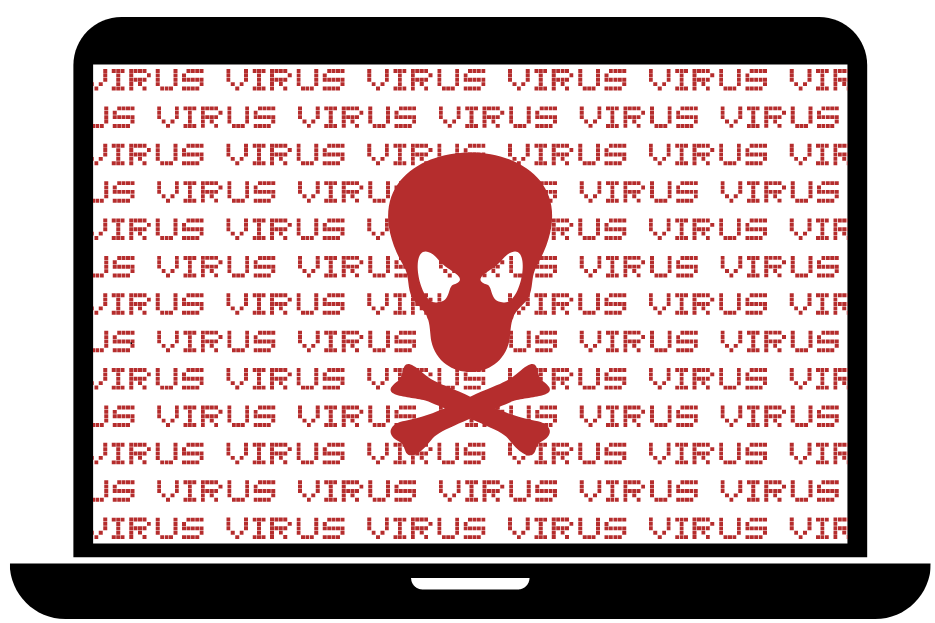 Grafika, ki prikazuje okužbo z računalniškim virusom.