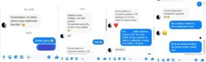 Sporočila prek FB messengerja. Prevarant prosi za posredovanje dvofaktorske kode pod pretvezo glasovanja.