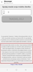 drobn tisk pod obrazcem za vpis telefonske številke pove, da se bomo prijavili v plačljiv sms klub.