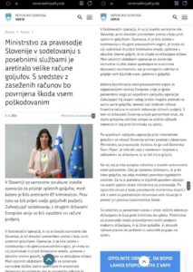 Lažna novica na strani, ki kopira podobo gov.si o prijetju kriminalcev in povrnitvi sredstev.