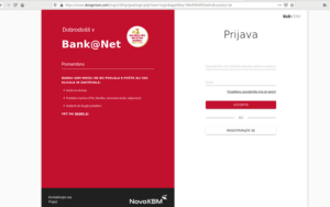 Posnetek zaslona - obrazec za vpis podatkov za vstop v spletno banko. Podoba je zelo dobra kopija resnične podobe spletne banke.