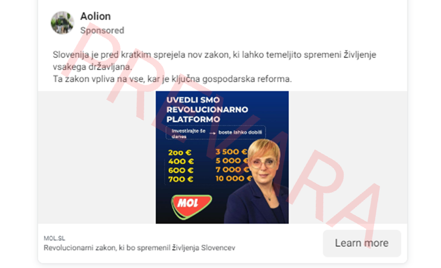 Lažni oglas, v katerem so zlorabili identiteto predsednice.