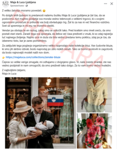 Oglas za lažno 'lokalno' spletno trgovino na Facebooku, ustvarjen z AI.