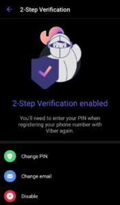 Nastavite 2-faktorsko avtentikacijo za Viber račun.