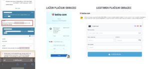 Pogovor prek portala Brez skrbi, kjer želi kupec od prodajalca dobiti telefonsko številko, da mu pošlje lažni SMS s povezavo do strani, ki izgleda kot Bolha, a je lažna, na njej pa je lažen plačilni obrazec za vpis podatkov kreditne kartice.