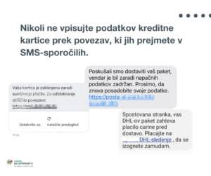 Lažna sporočila v imenu banke, pošte, dostave...