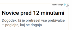 Oglas na Google ads.