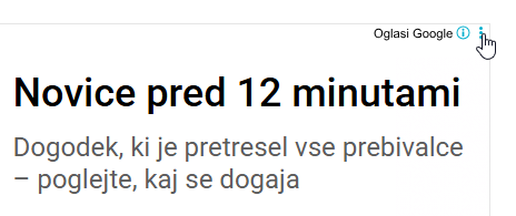 Oglas na Google ads.